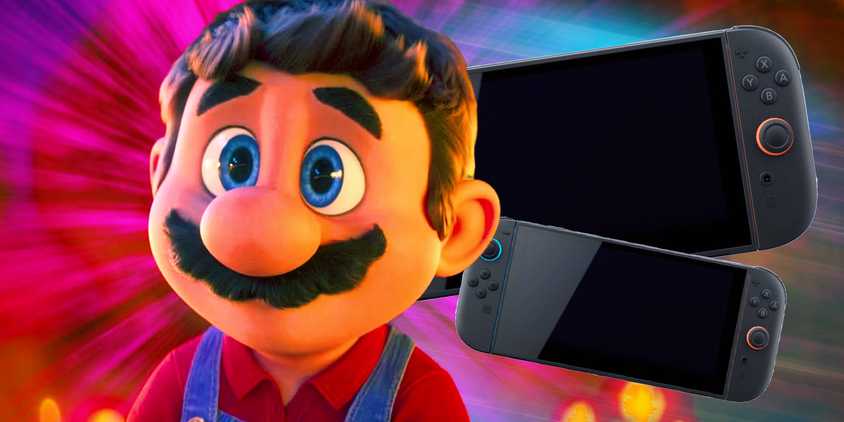 Mario looks hopeful as two Nintendo Switch 2 consoles can be found behind him.