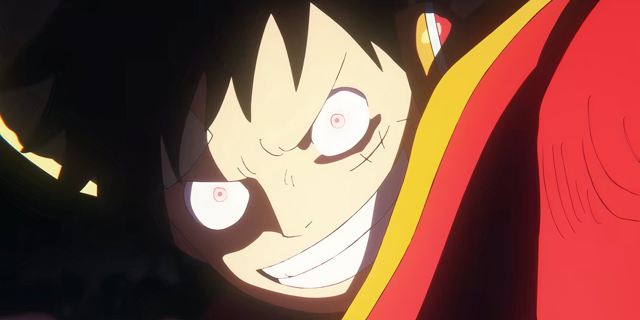 Luffy looking menacing in the One Piece anime.