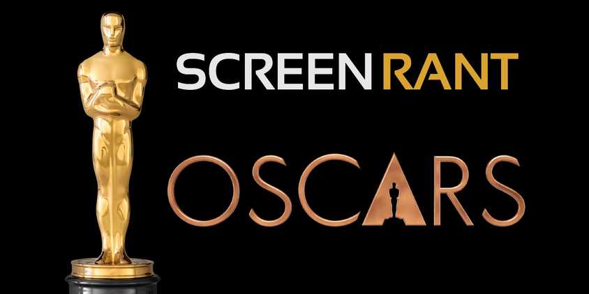 the Oscar statue alongside the Oscars logo and Screen Rant's logo