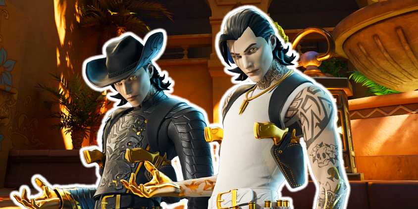 Outlaw Midas in front of Fortnite golden area