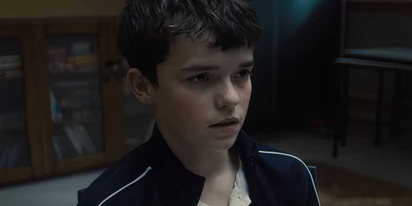 Owen Cooper as Jamie Miller looking scared in Adolescence