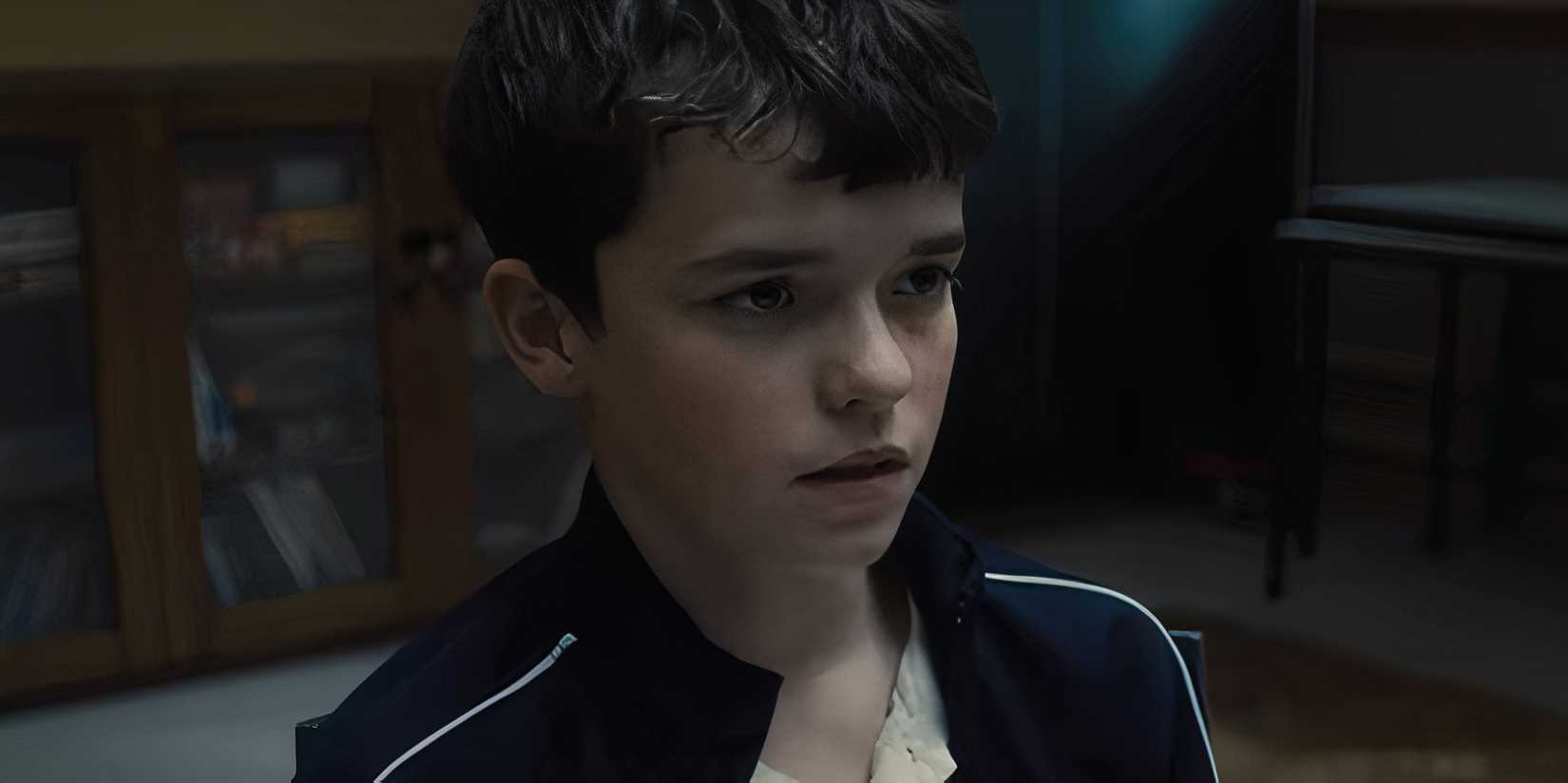 Owen Cooper as Jamie Miller looking scared in Adolescence