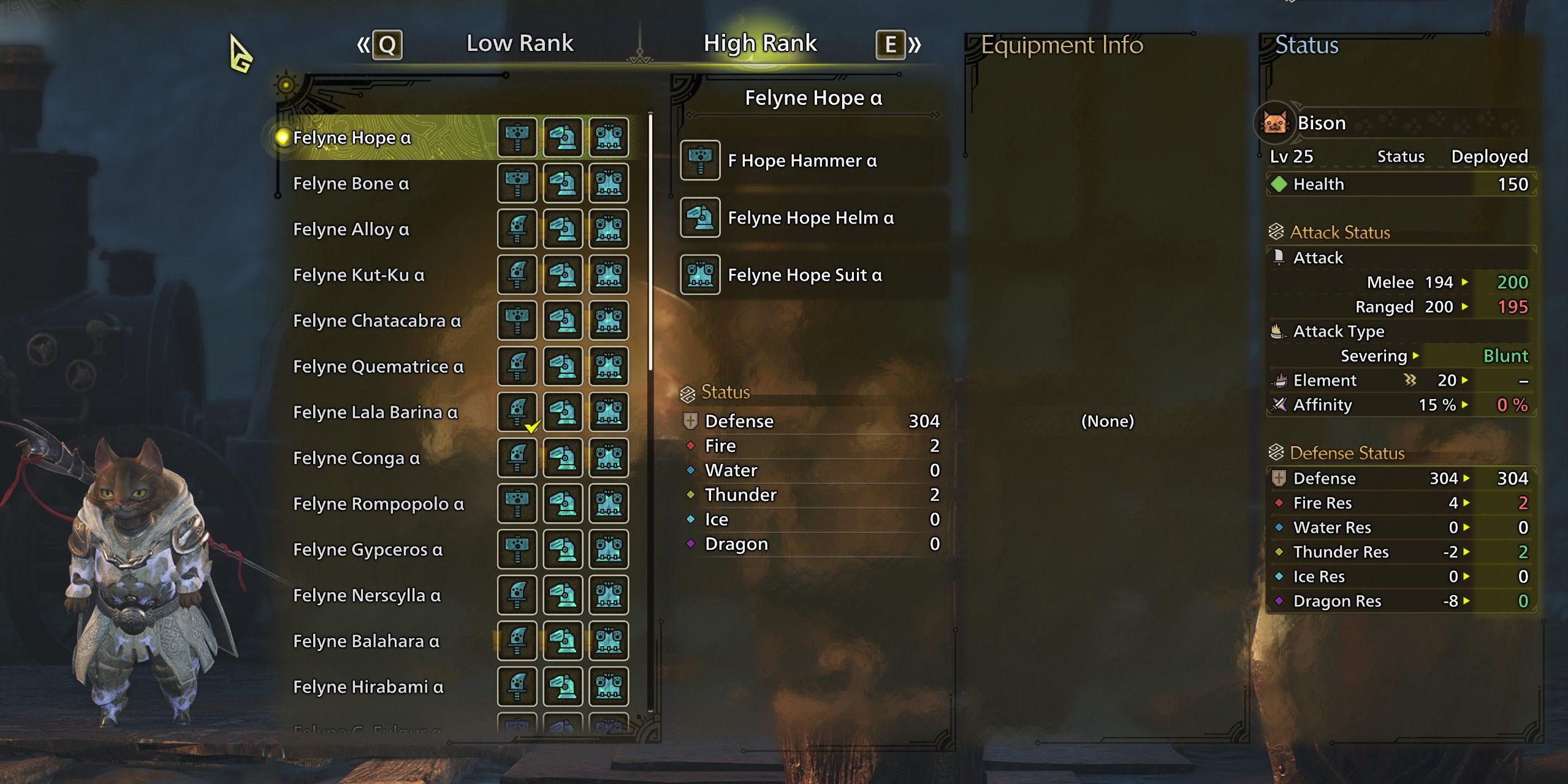 Palico Forge Armor Screen in MH Wilds