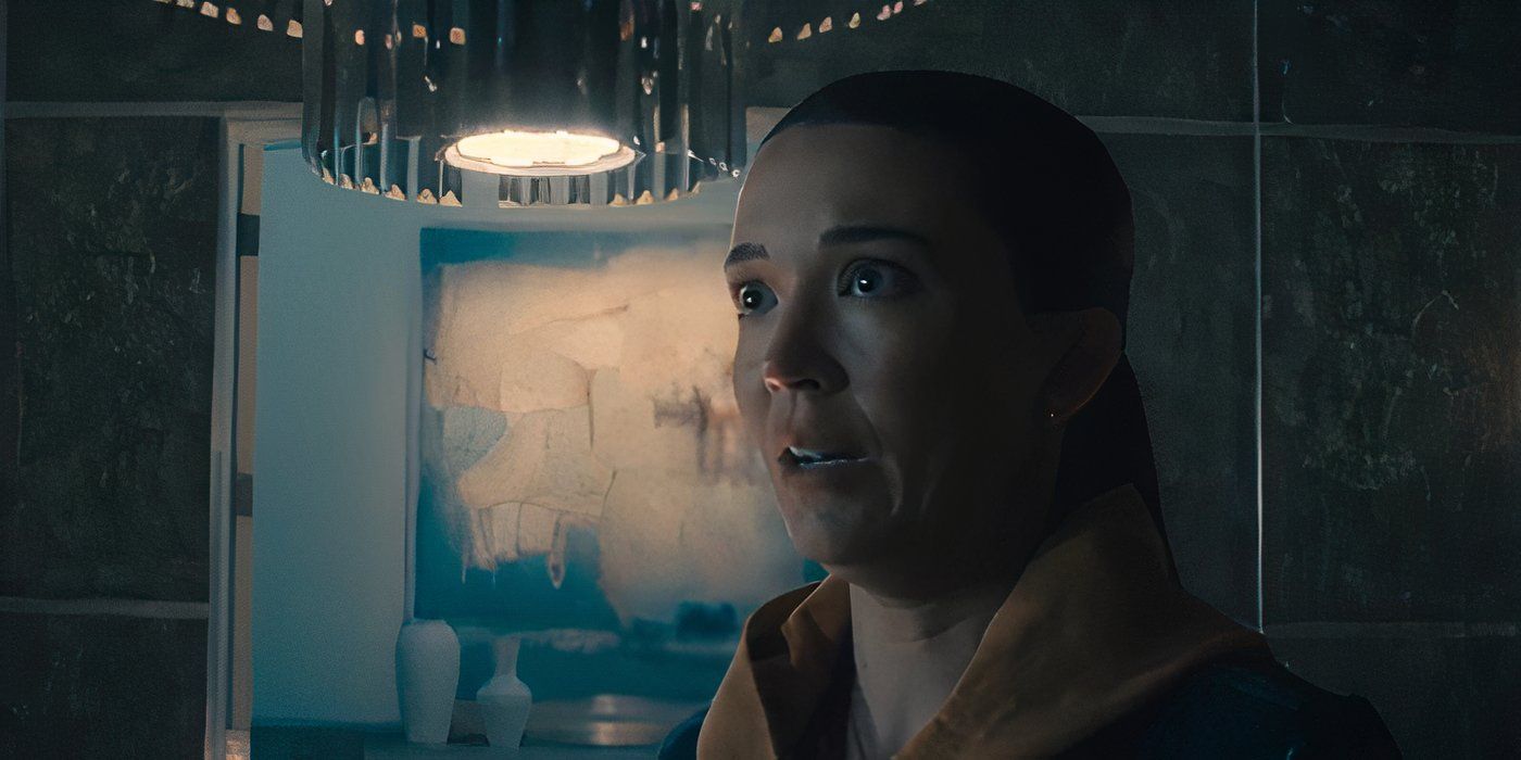 Jane (Nicole Brydon Bloom) pretending to be scared while talking to Xavier (Sterling K. Brown) in Paradise episode 8