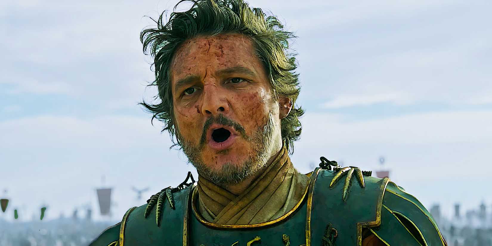 Pedro Pascal as General Acacius leading an army in Gladiator II custom image