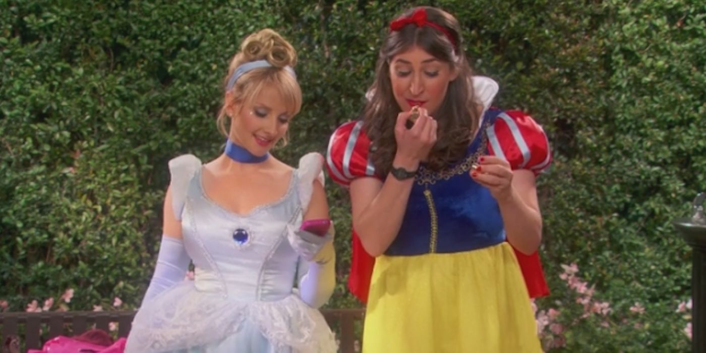 Penny, Bernadette, and Amy dressed like princesses Big Bang Theory (1)