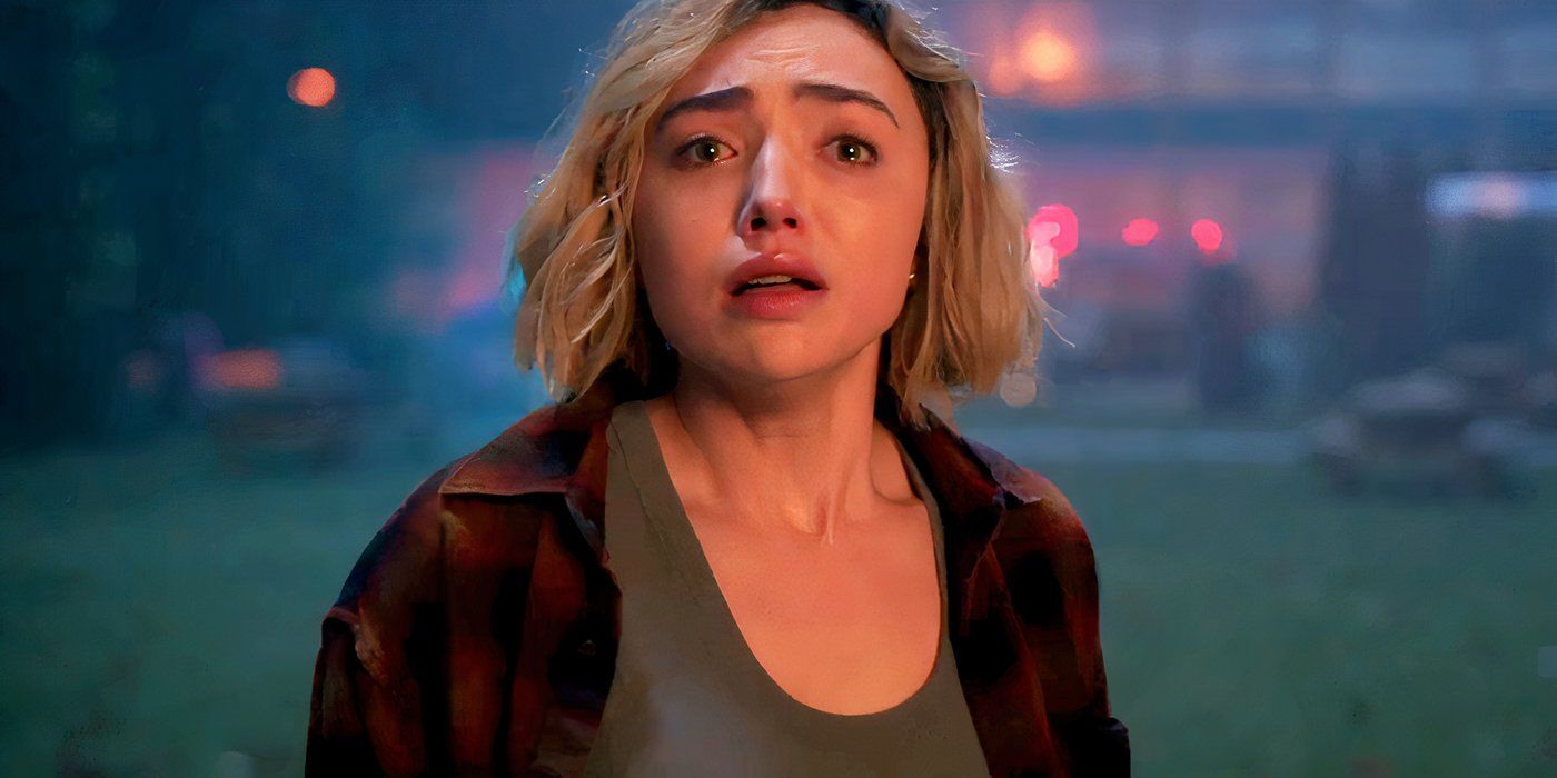 Peyton List as Maddie Nears with tears in her eyes in the School Spirits season 2 finale