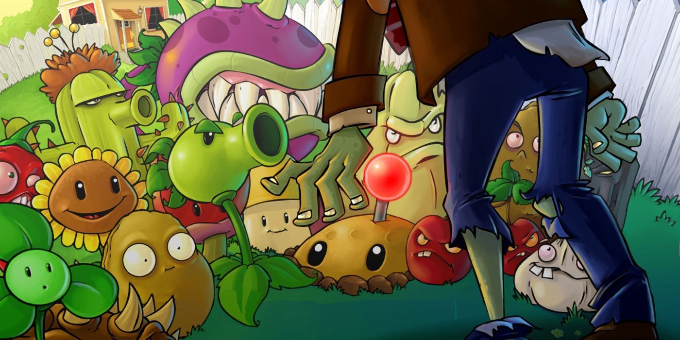 A group of plants prepare to take down a single zombie in PvZ