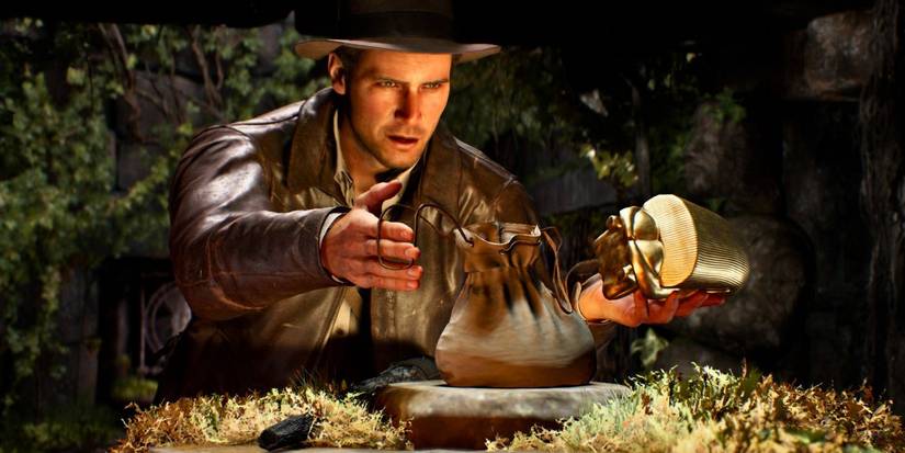 Indiana Jones replacing a Golden Idol with a bag of sand in The Great Circle.