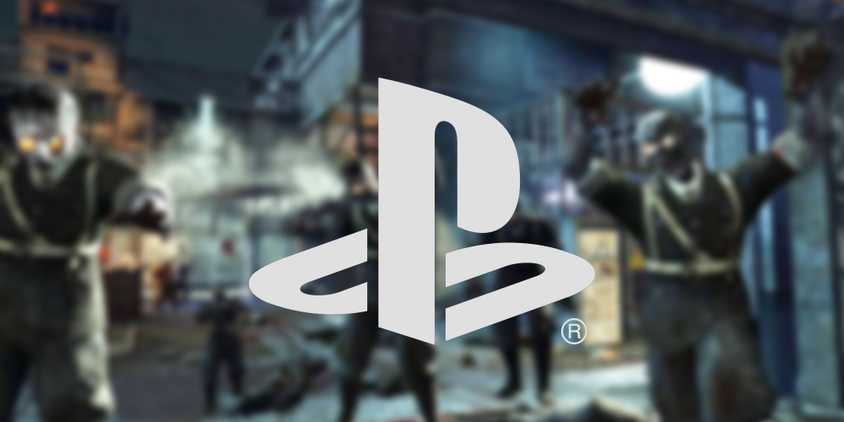 PlayStation Logo Atop Blurred Background Of COD 3 Zombies