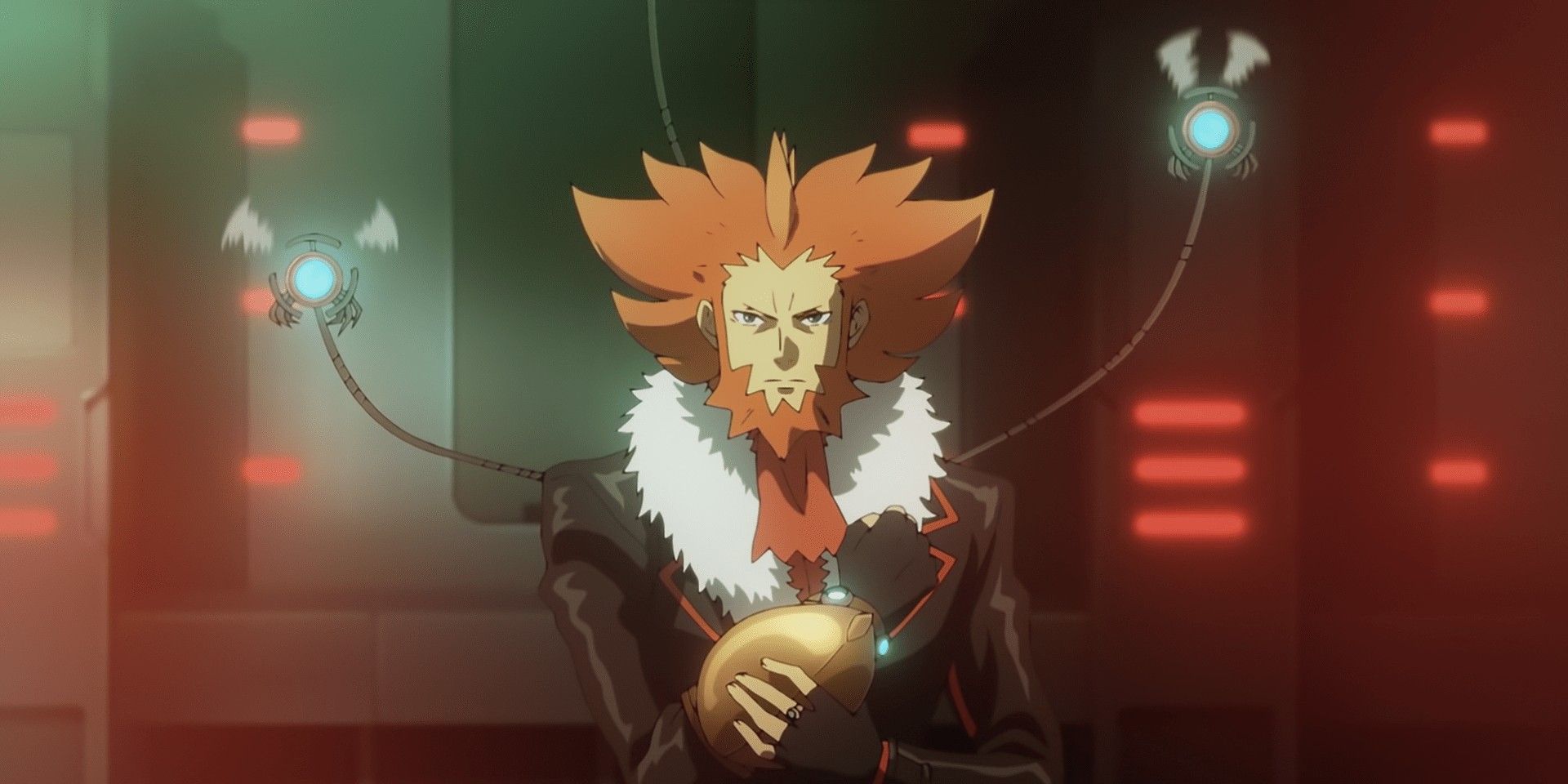 Lysandre wearing the Lysandre Machine in the Pokémon Generations anime.
