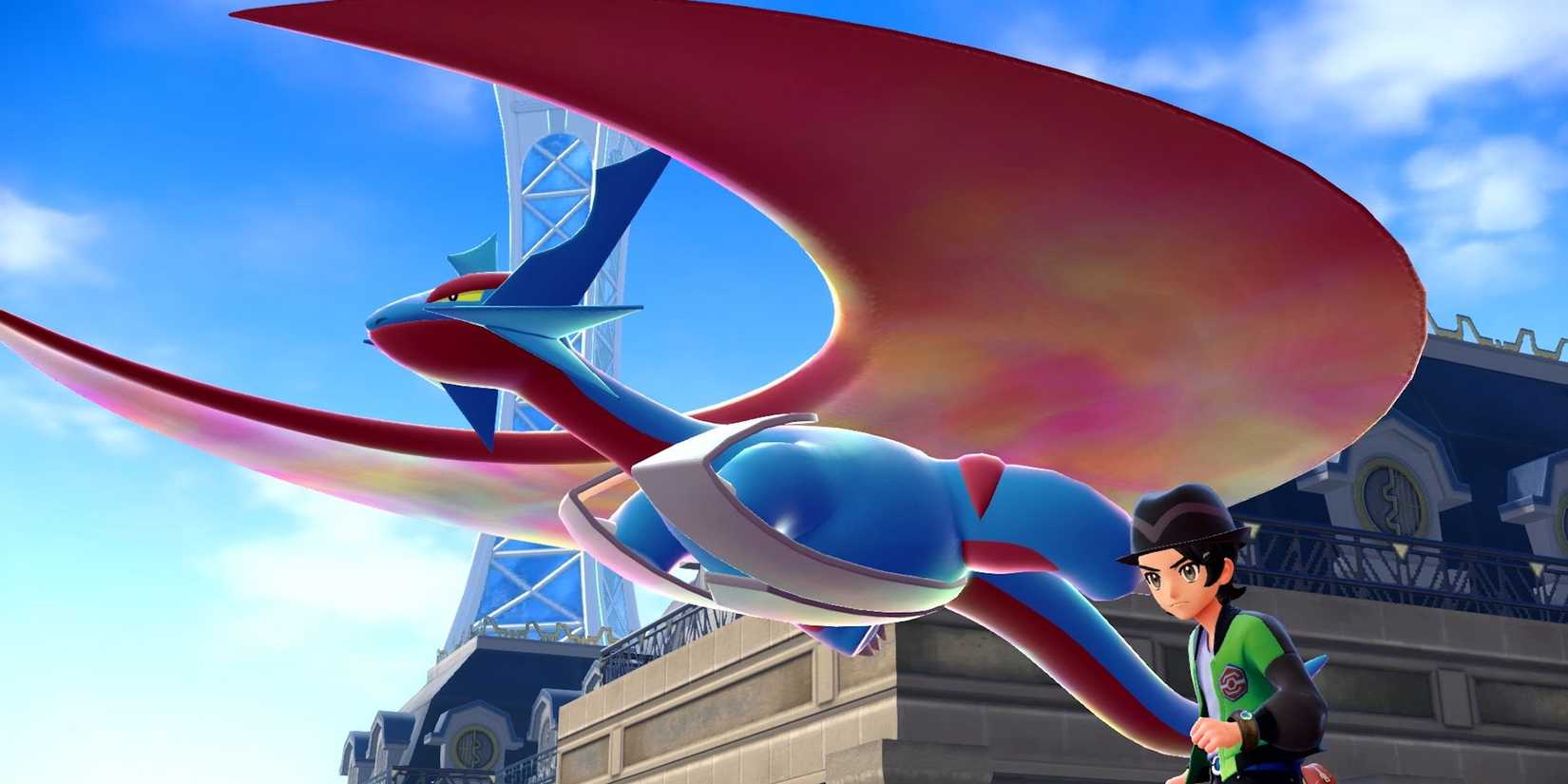 An official screenshot of Mega Salamance in Pokémon Legends: Z-A