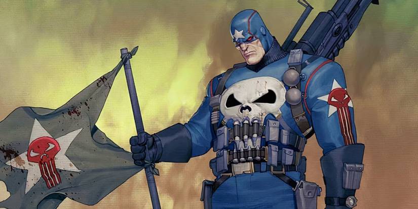 The Punisher dressed as Captain America in Marvel Comics.