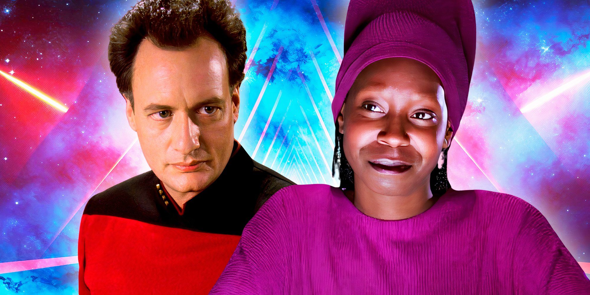 Q and Guinan in Star Trek The Next Generation