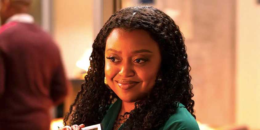 Quinta Brunson's Janine smiles in the classroom in Abbott Elementary season 2