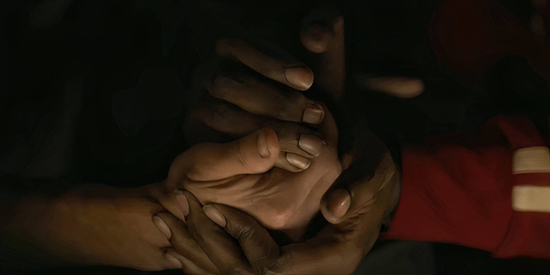 Ray and Manny holding hands in Dope Thief