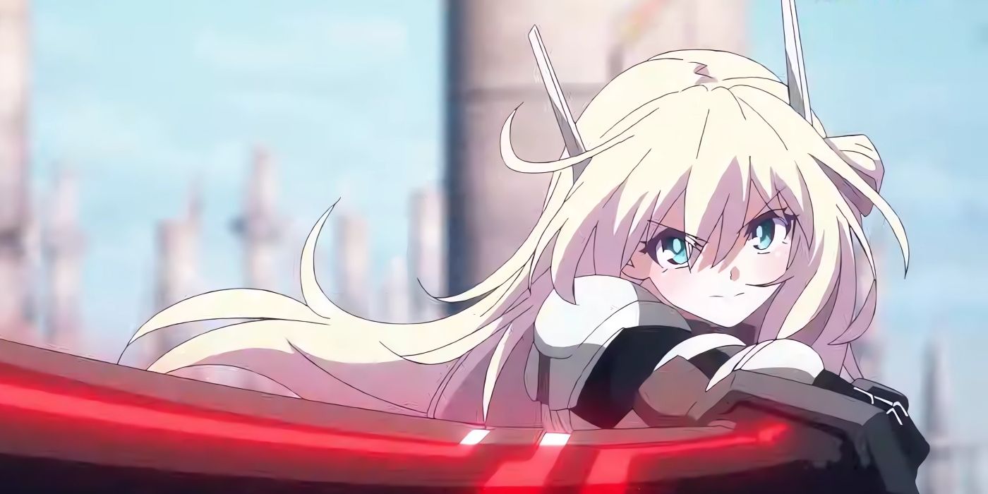 Sky Striker Raye holding her sword in the trailer.