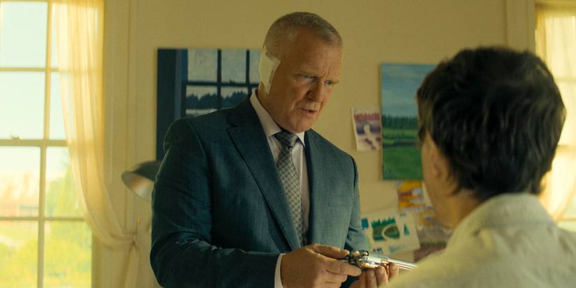 Zachary Beck (Anthony Michael Hall) moved by Richard's gift in Reacher Season 3 Ep 7