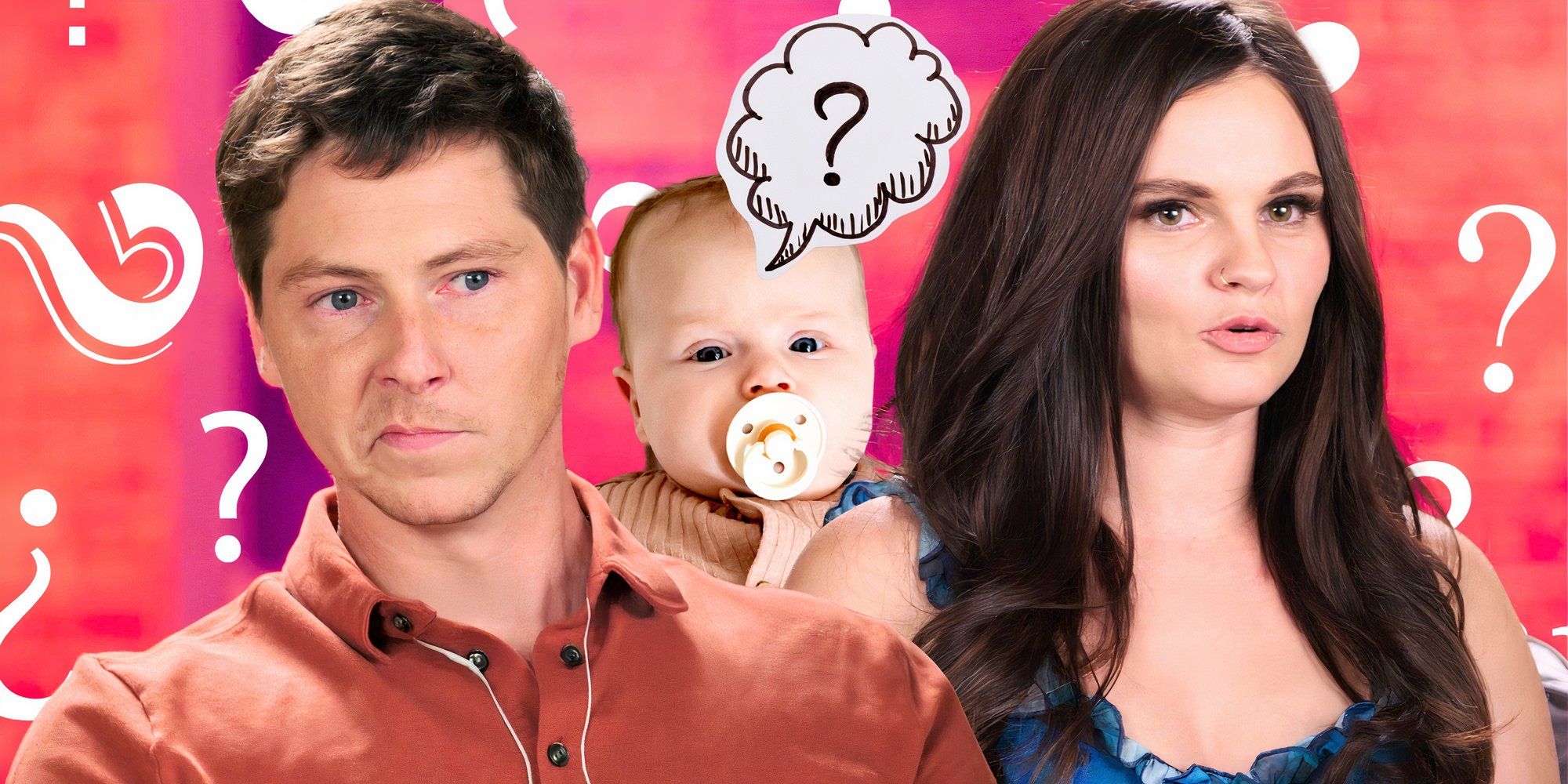 Julia Trubkina Brandon Gibbs 90 Day Fiance with baby and question mark signs