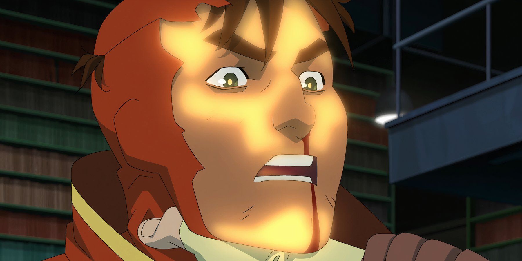 Rex Splode encendiendo su esqueleto mientras una variante de Mark Grayson lo sostiene por la garganta invencible