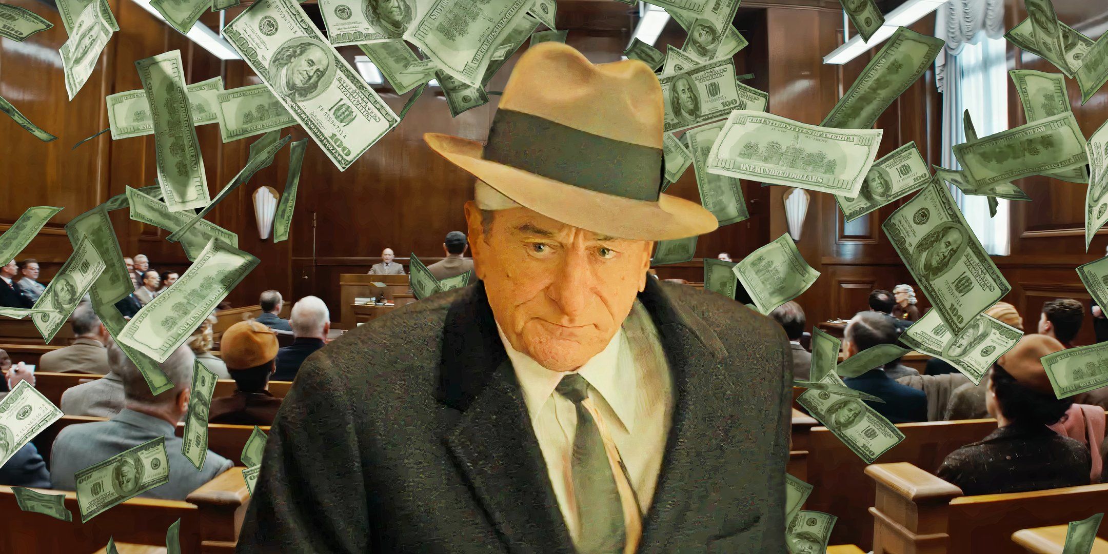 Robert De Niro as a gangster looking upset in The Alto Knights custom image