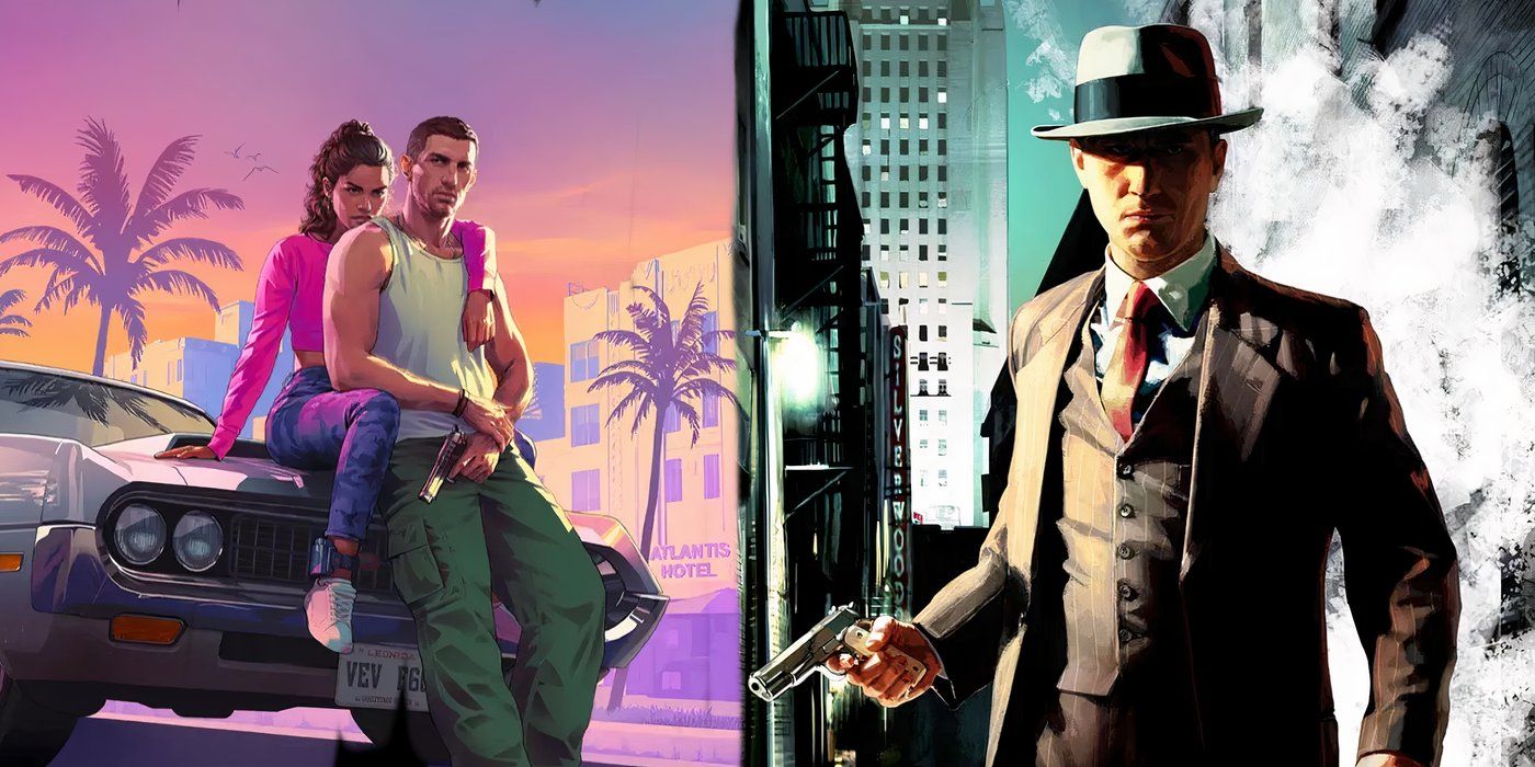 Rockstar Games GTA 6 art next to art from LA Noire