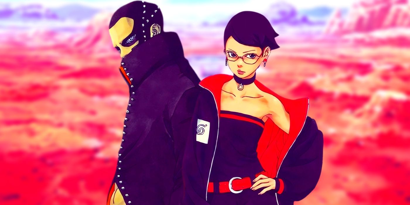 Ryu and Sarada standing side by side. Behind them, the desert of Sunagakure can be seen.