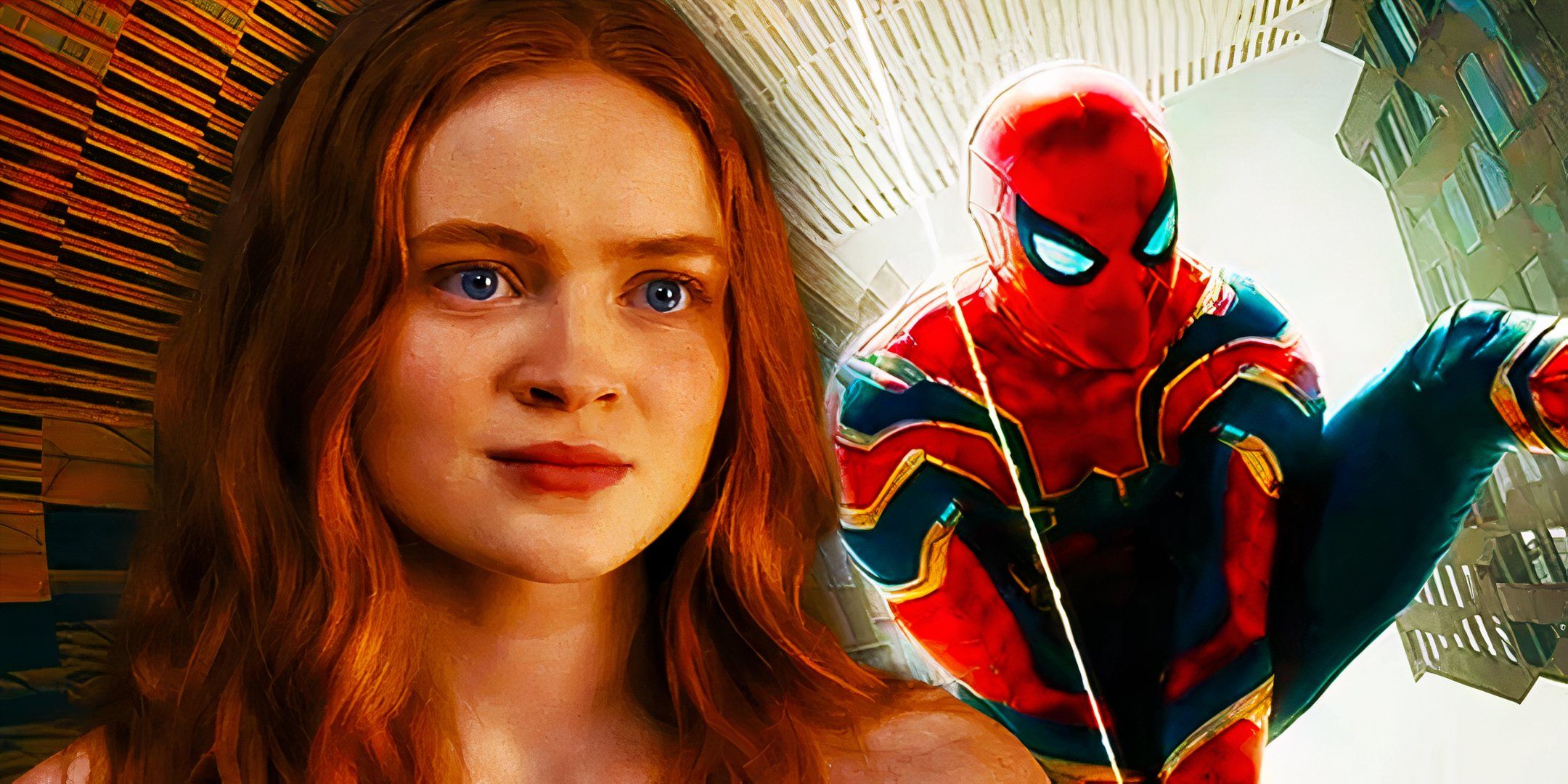 sadie sink in stranger things with spider man in no way home