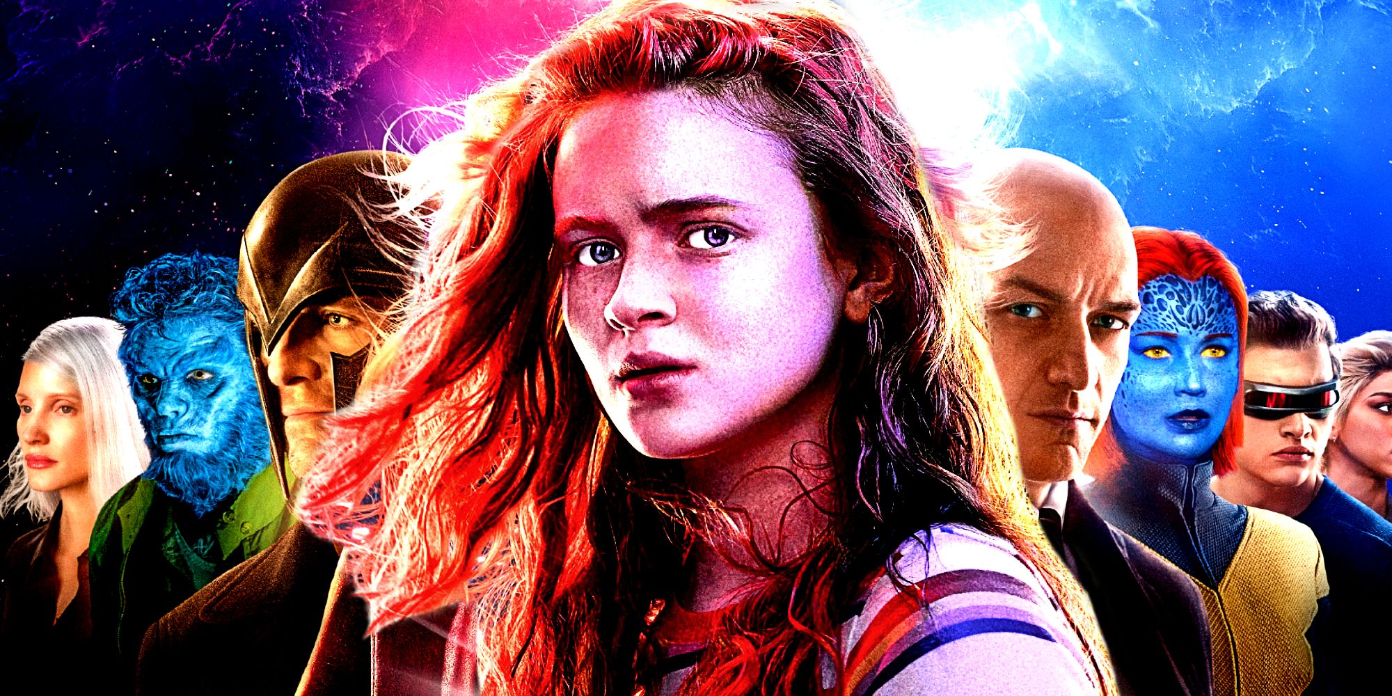 Sadie Sink's Max Mayfield stands at the center of Fox's X-Men looking straight at the camera