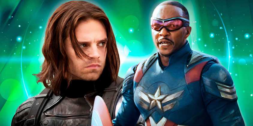 Sam Wilson and Bucky Barnes on a green background