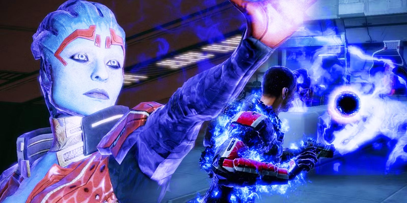 Sama using powers with adept Shepard using Singularity in ME2