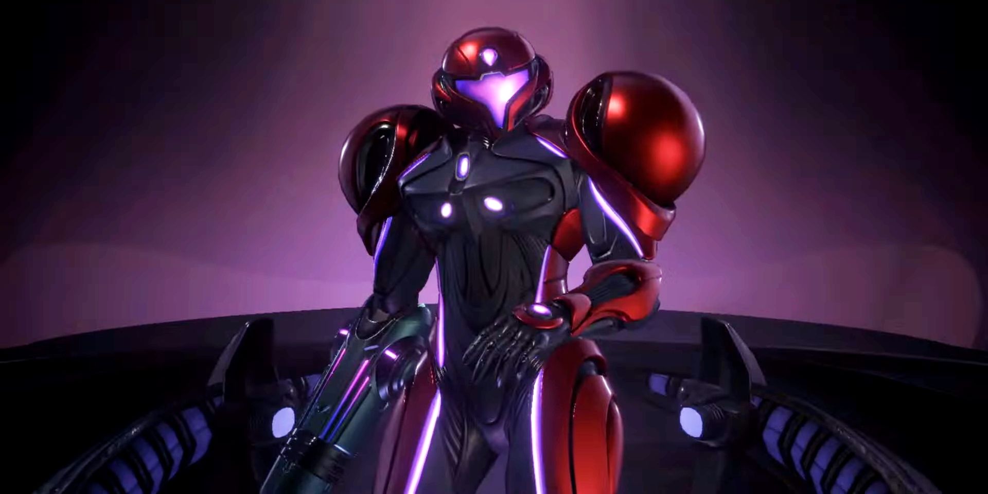 Samus dons a new red and purple suit in Metroid Prime 4: Beyond.