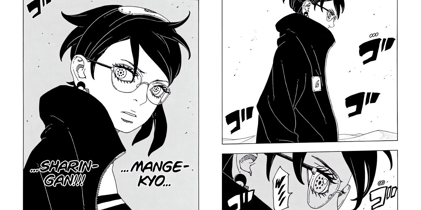 Sarada uses her Mangekyo Sharingan in chapter #20.