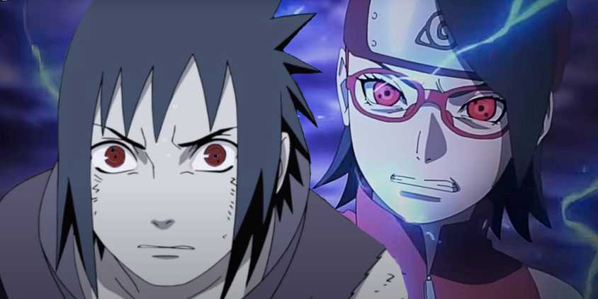 Sasuke Uchiha with his daughter Sarada