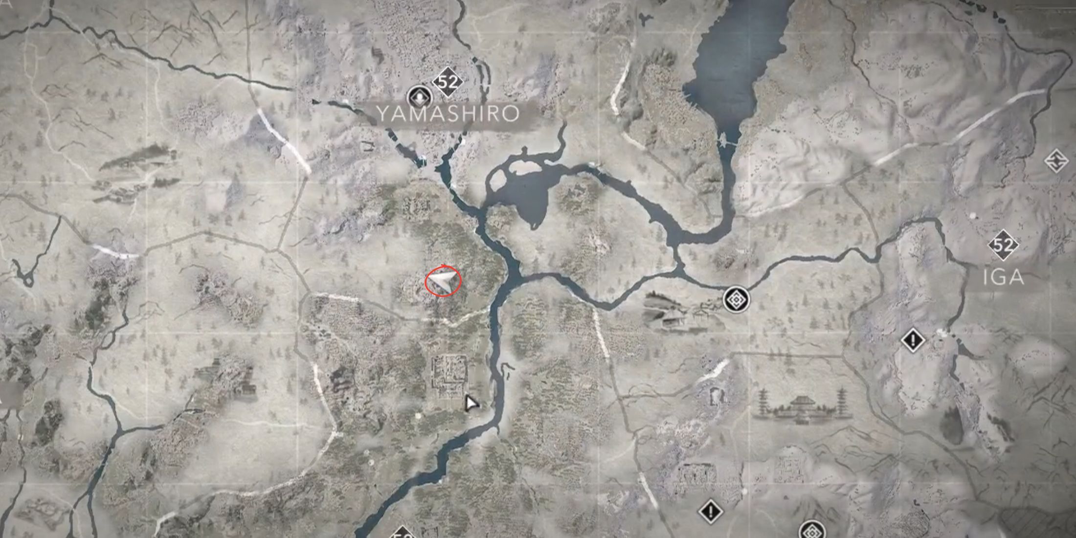 The map location for Sato Katsubei in AC Shadows