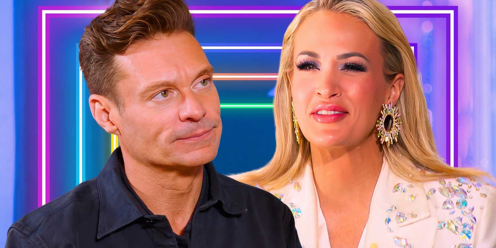 side by side image of American Idol Season 23's Ryan Seacrest and Carrie Underwood