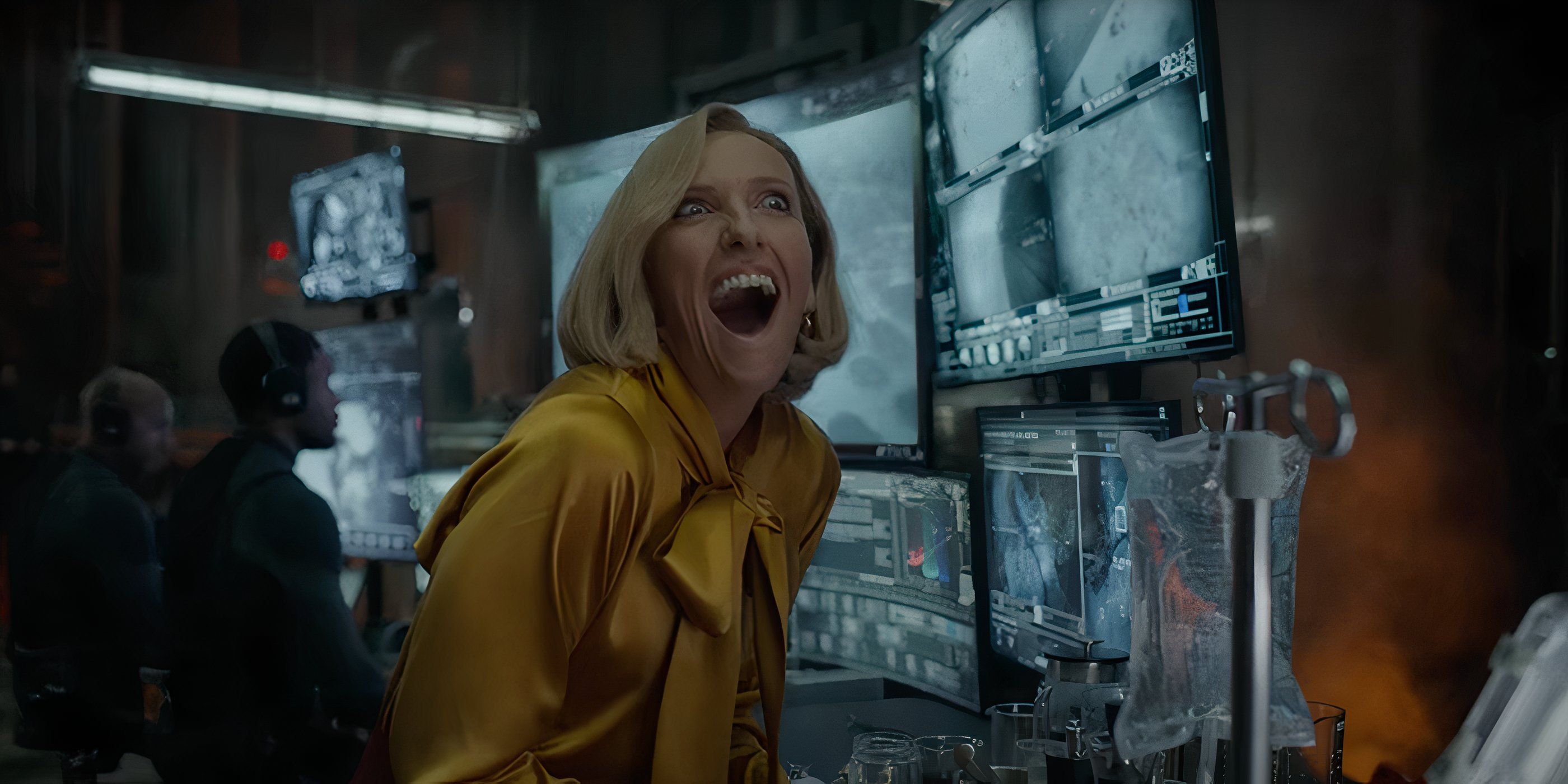 Toni Collette evil laughing in Mickey 17