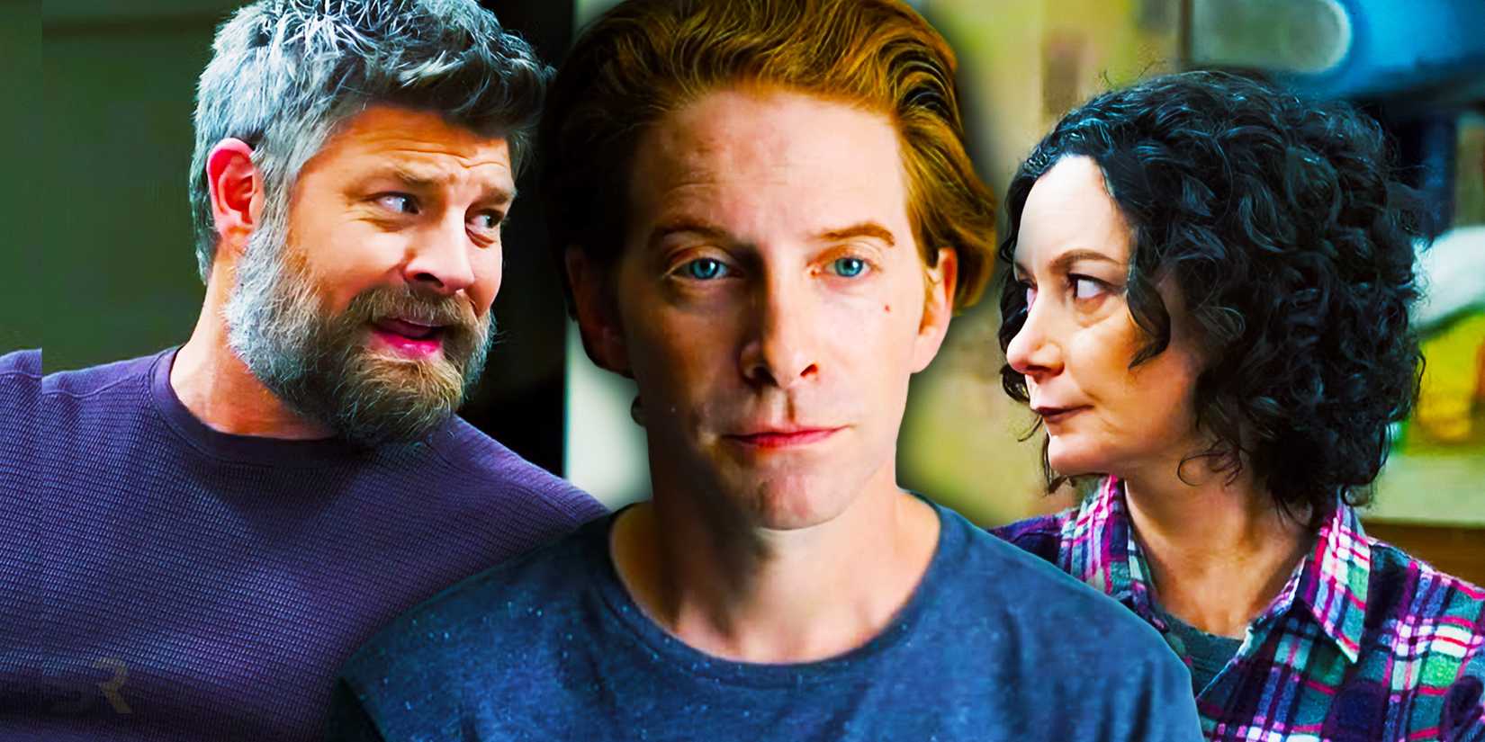 Seth Green with Ben and Darlene in The Conners
