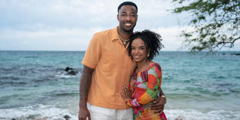 Shante and Brion cast photo Temptation Island season 9 in front of ocean
