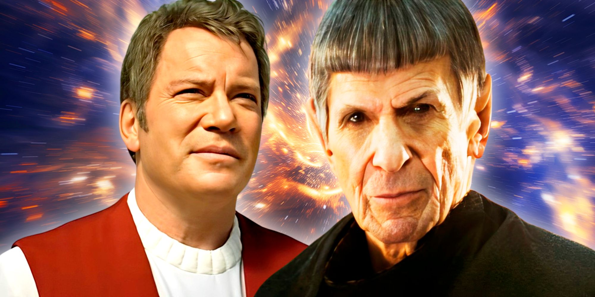 Shatner as Kirk from Star Trek Generations, plus Leonard Nimoy as Spock from 2009&rsquo;s Star Trek movie