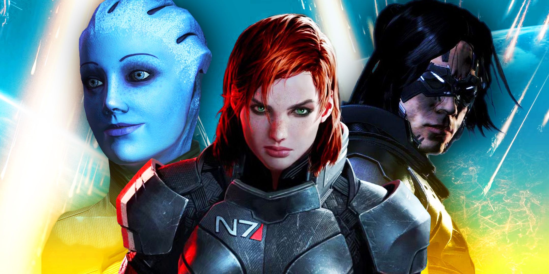Shepard, Liara and kai in Mass Effect