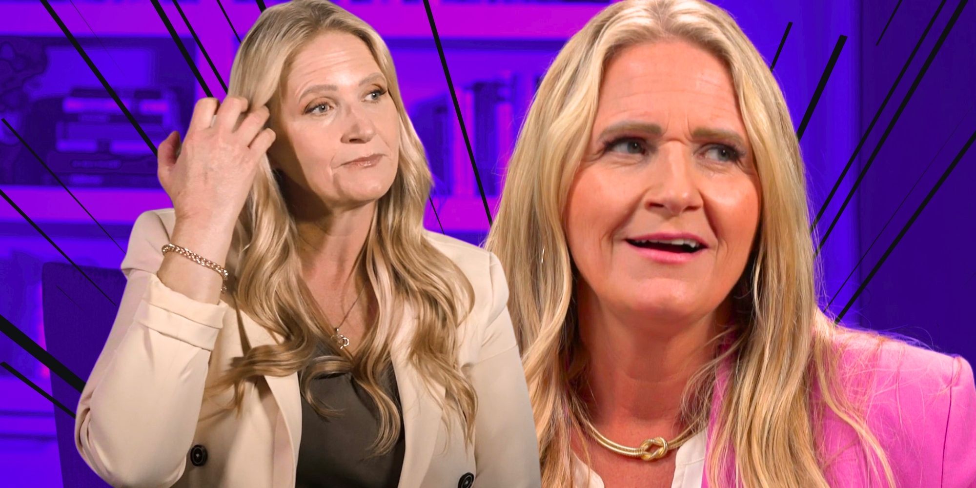 Sister Wives’ Christine Brown looks perturbed and shocked in a montage image.