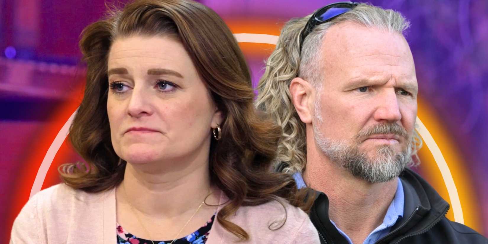 Sister Wives Robyn & Kody Brown in side by side images looking concerend