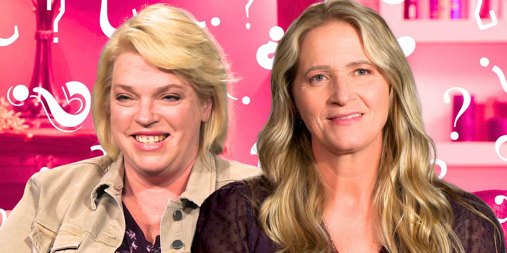 Sister Wives Janelle Brown And Christine Brown looking concerned in montage