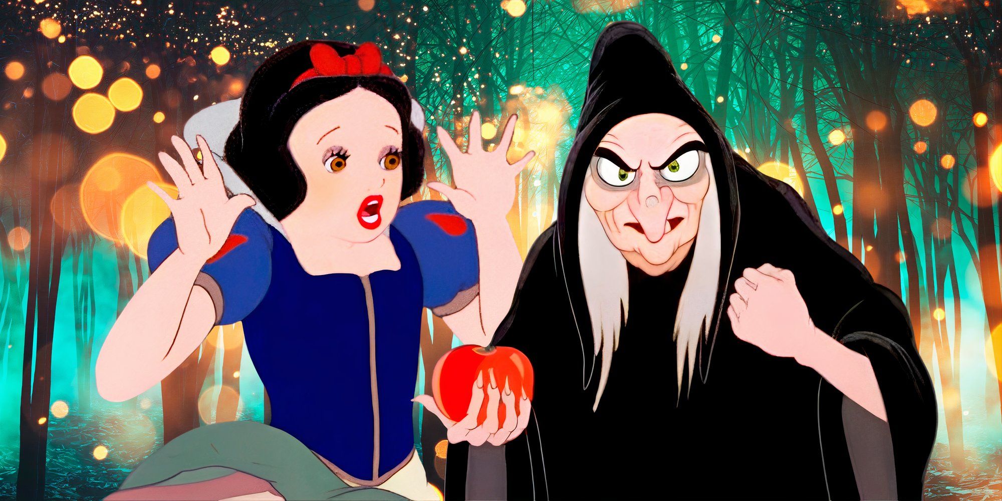 Snow White and the Evil Queen as the old witch