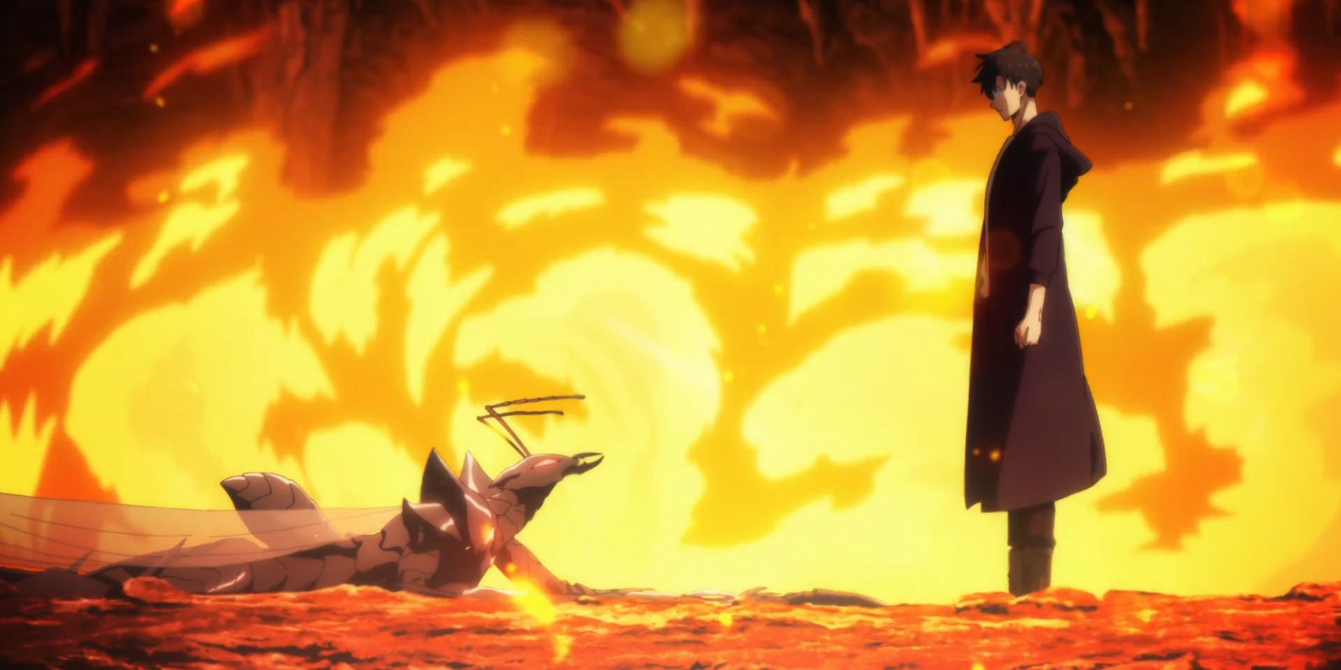 solo leveling anime season 2 episode 12 the ant king on the ground in front of jinwoo