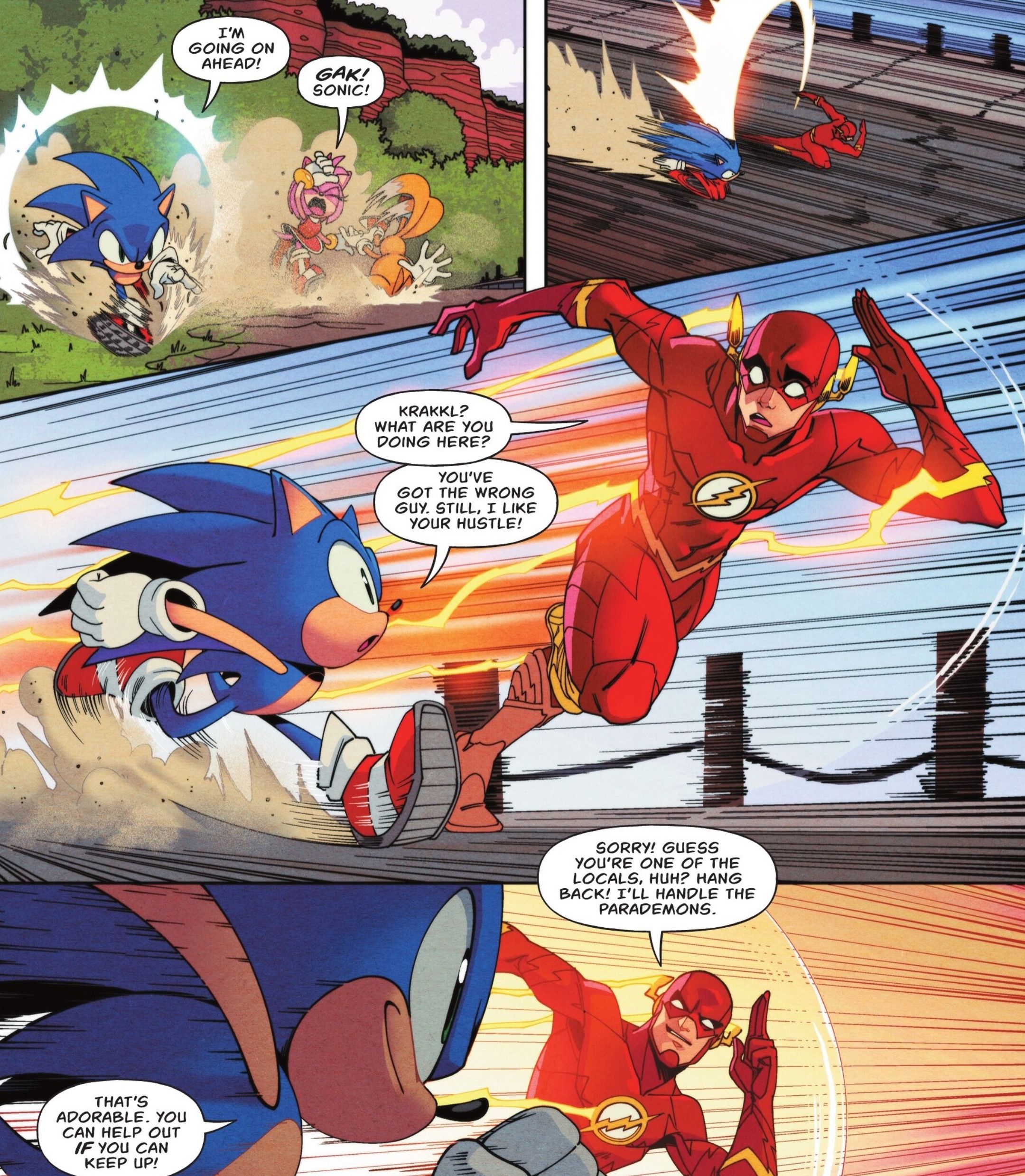 Sonic Meets Flash For The First Time in DC x Sonic #1