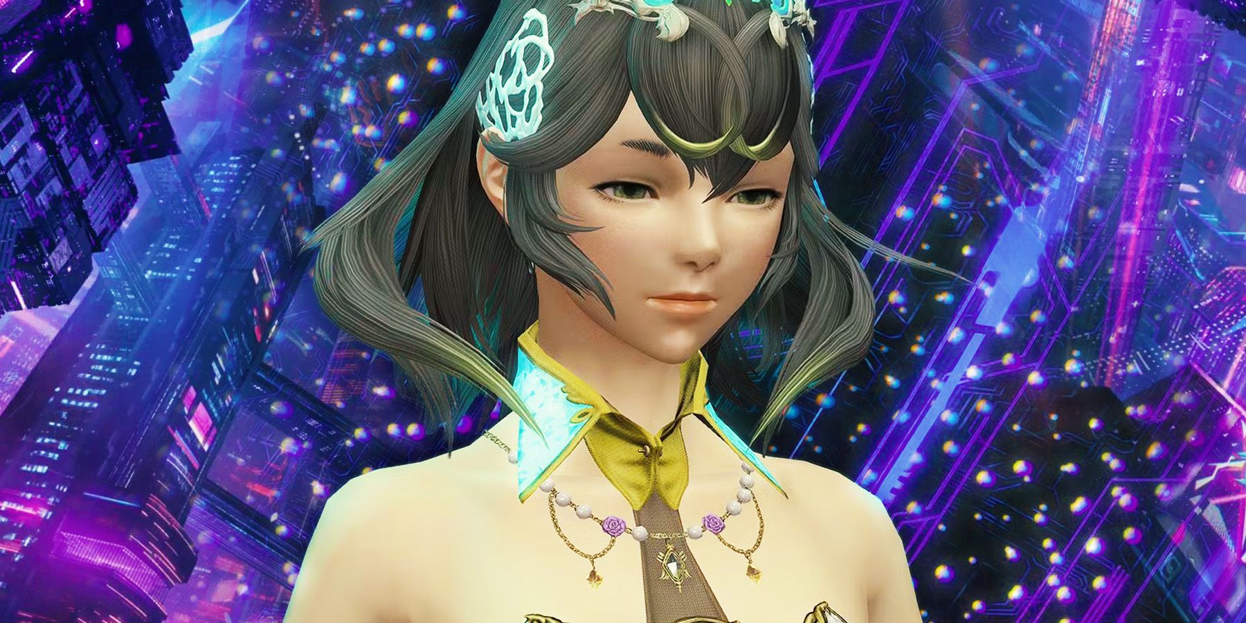 Sphene in front of the Arcadion in FFXIV