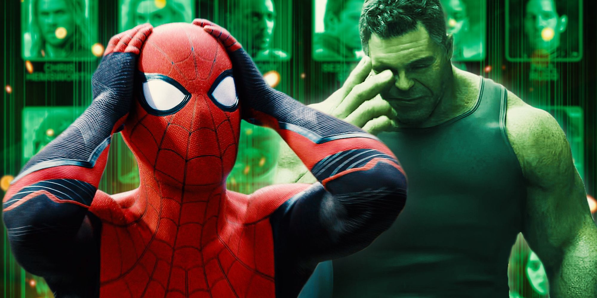 Spider-Man and Hulk in Front of Other Avengers
