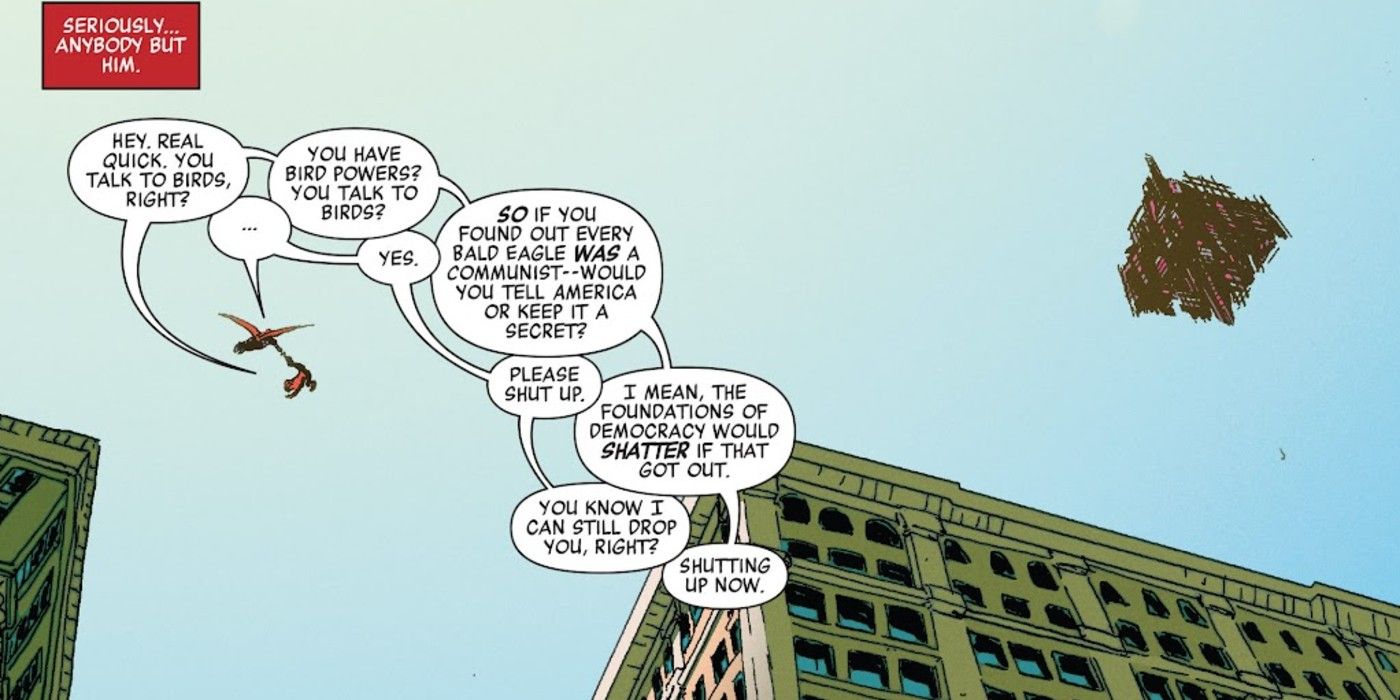 Peter Parker makes fun of his ability to talk to and understand birds
